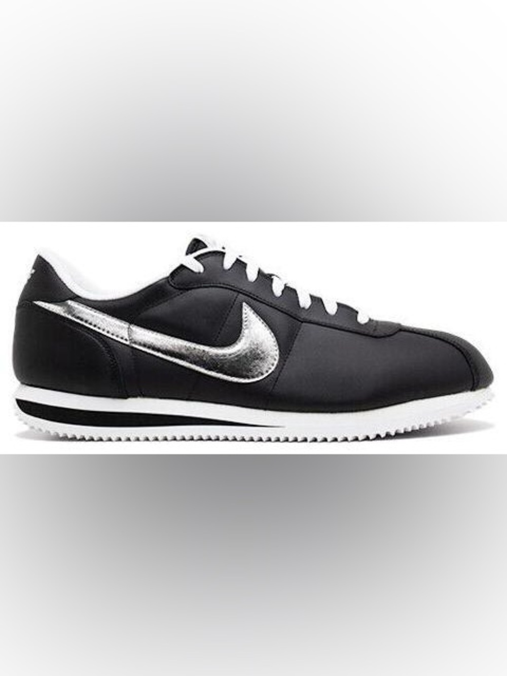 Men’s Nike Cortez Leather Black Metallic Silver Size 12